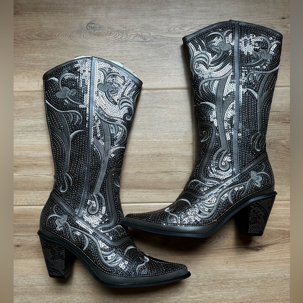 Helens Heart Sequin Western Boot